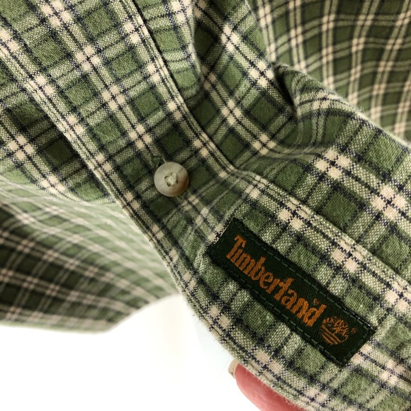 Timberland Green Plaid Button Down Shirt L - Picture 5 of 8